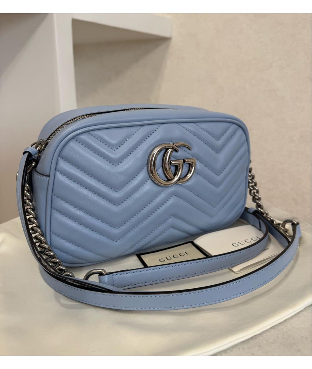 GUCCI Голубая кожаная сумка через плечо, фото 3