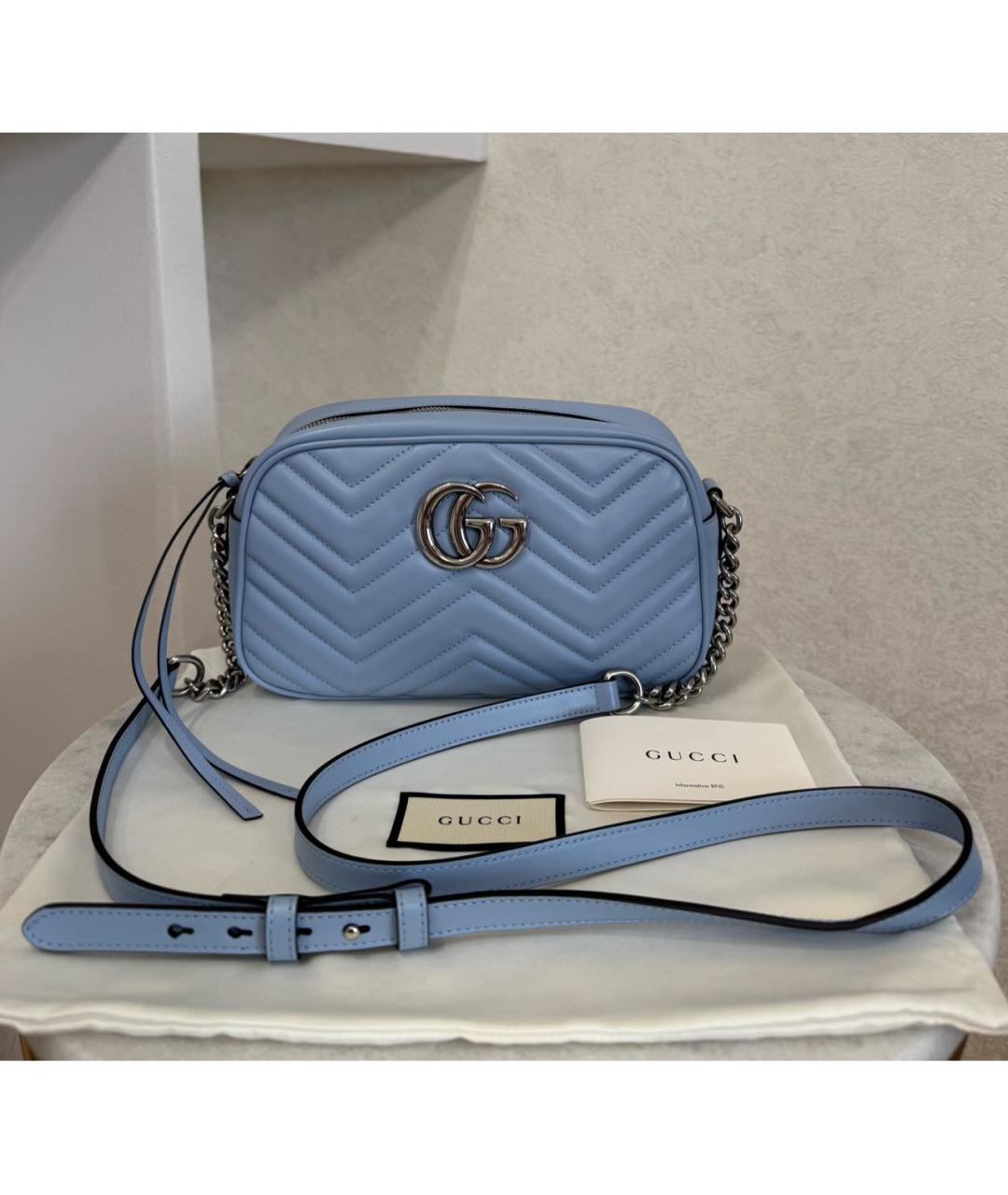 GUCCI Голубая кожаная сумка через плечо, фото 7