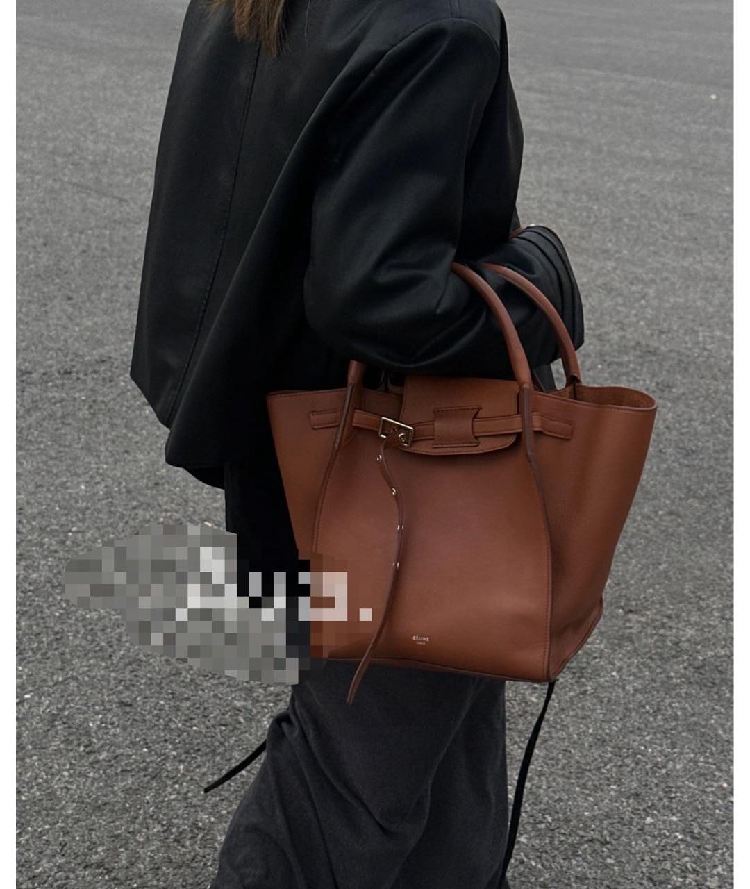 CELINE Коричневая кожаная сумка через плечо, фото 4