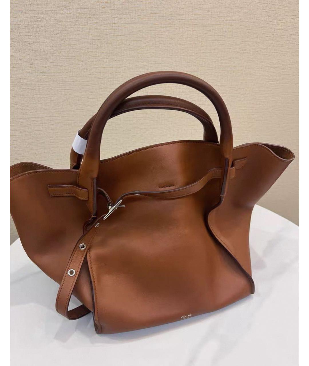 CELINE Коричневая кожаная сумка через плечо, фото 2