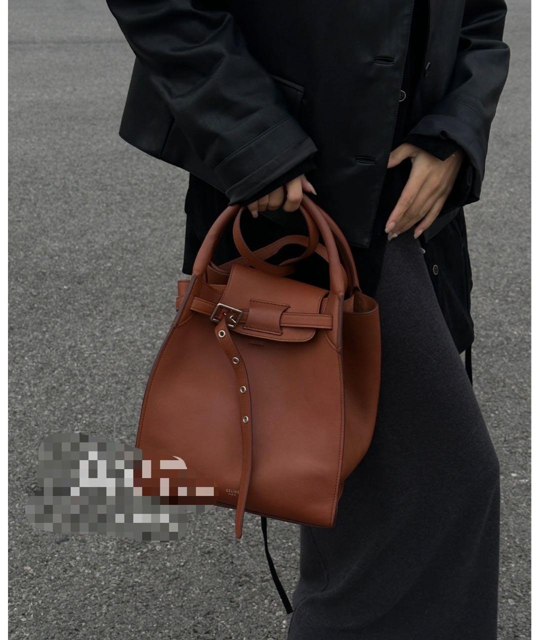 CELINE Коричневая кожаная сумка через плечо, фото 5