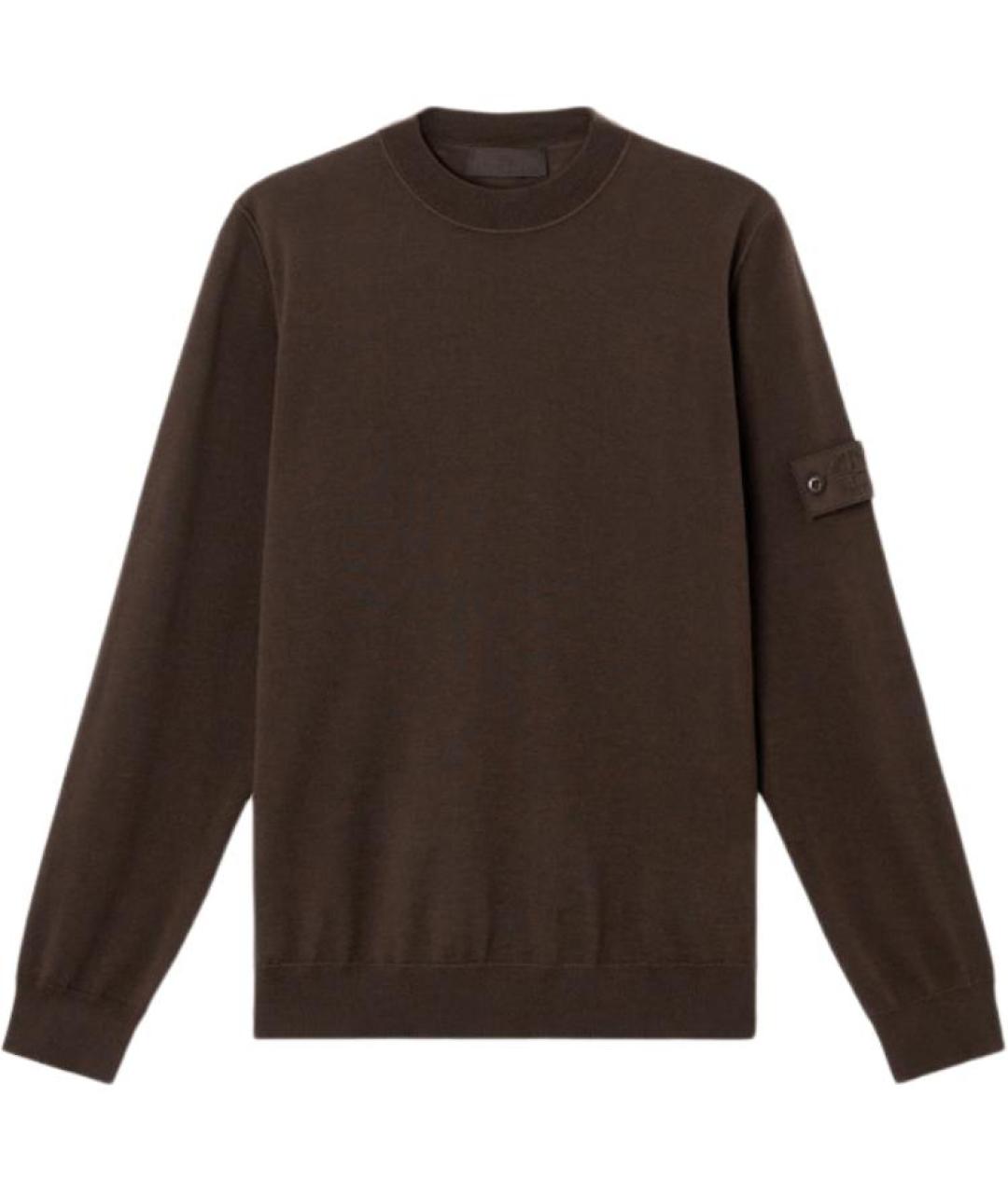 STONE ISLAND Коричневый шерстяной джемпер / свитер, фото 1