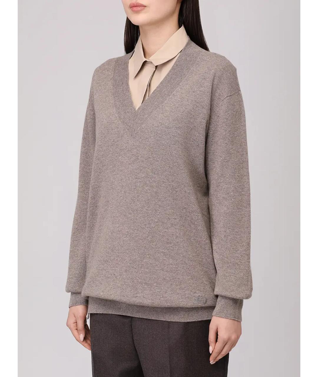 AGNONA Коричневый кашемировый джемпер / свитер, фото 4