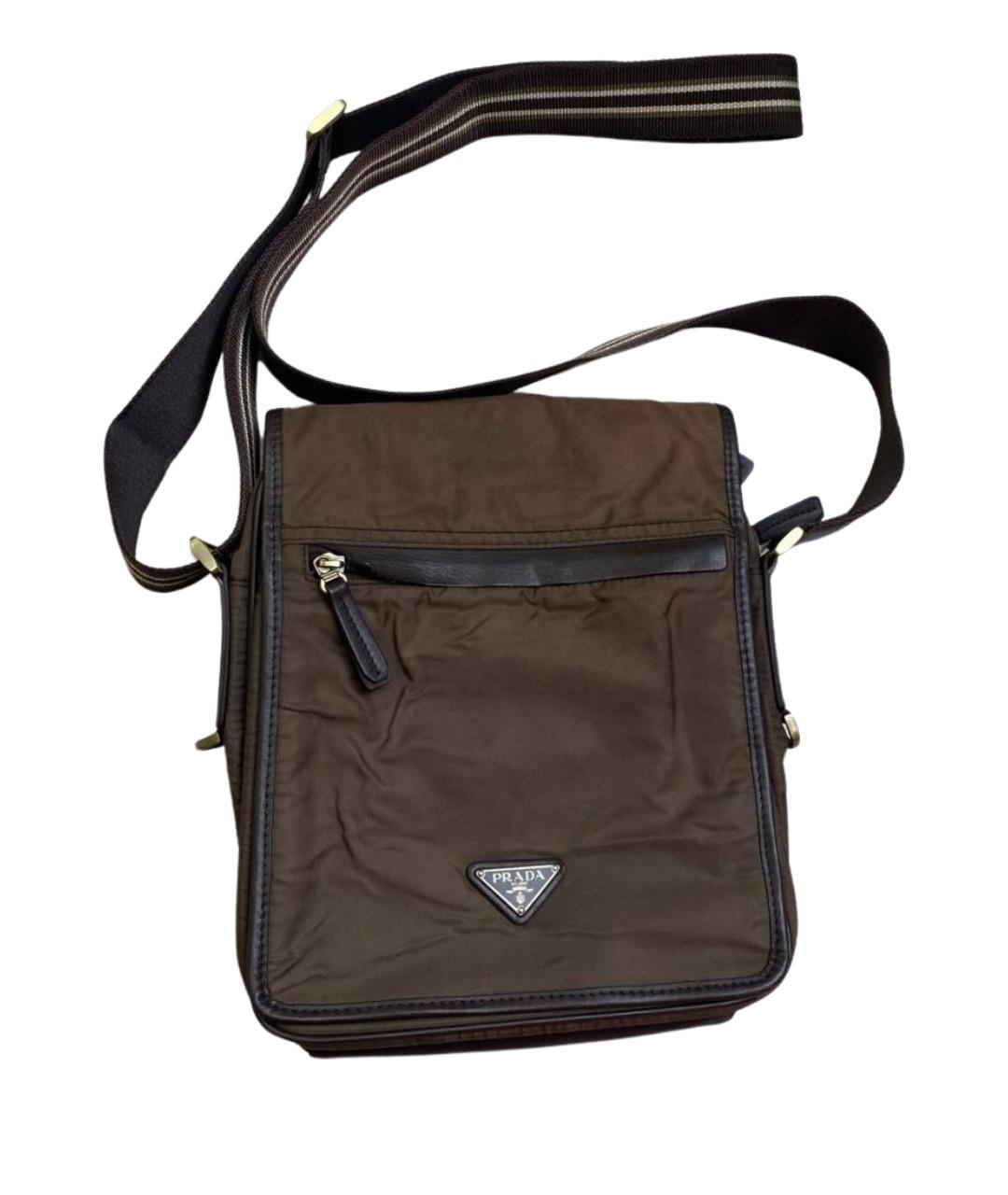 PRADA Коричневая тканевая сумка на плечо, фото 1