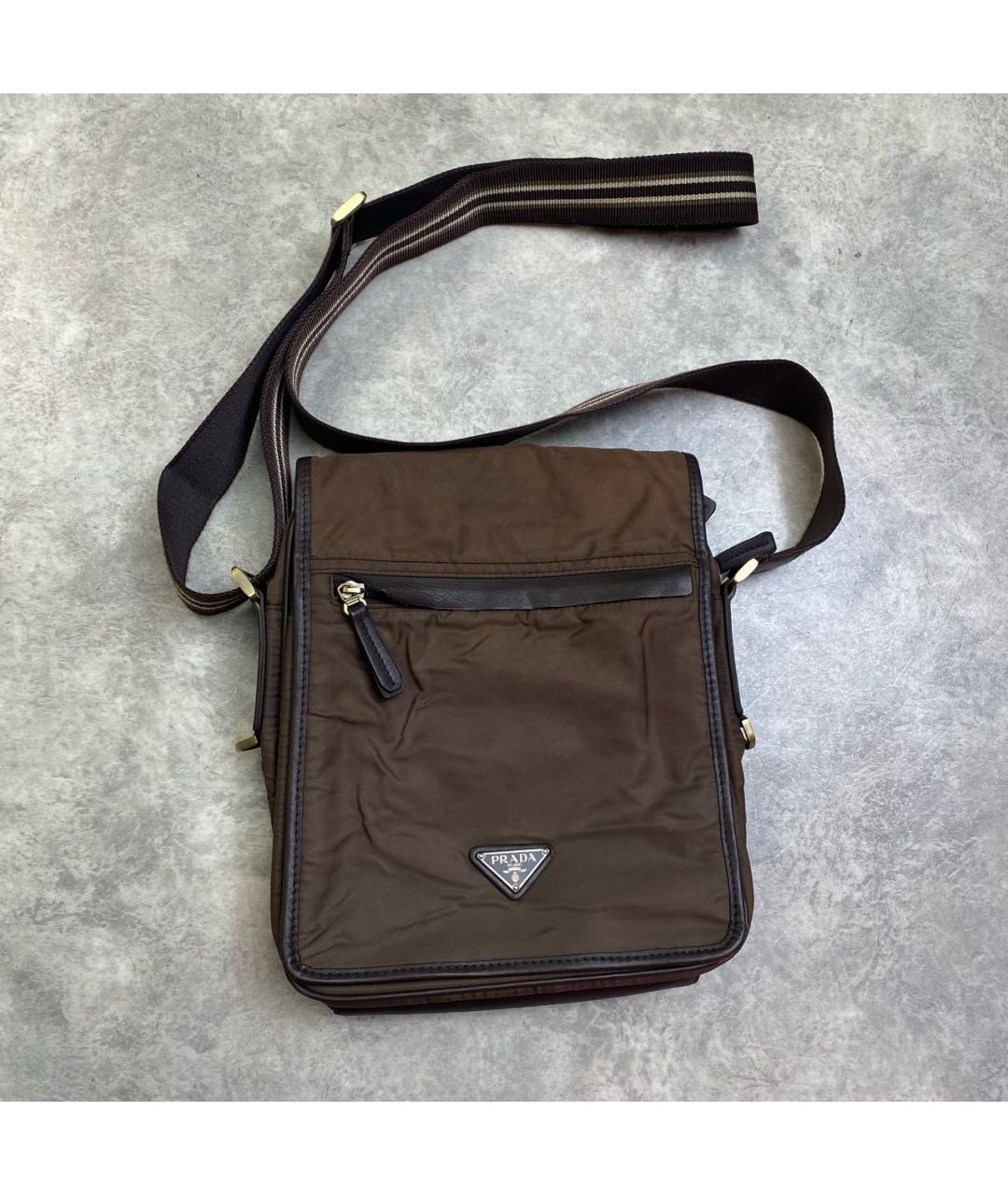 PRADA Коричневая тканевая сумка на плечо, фото 9