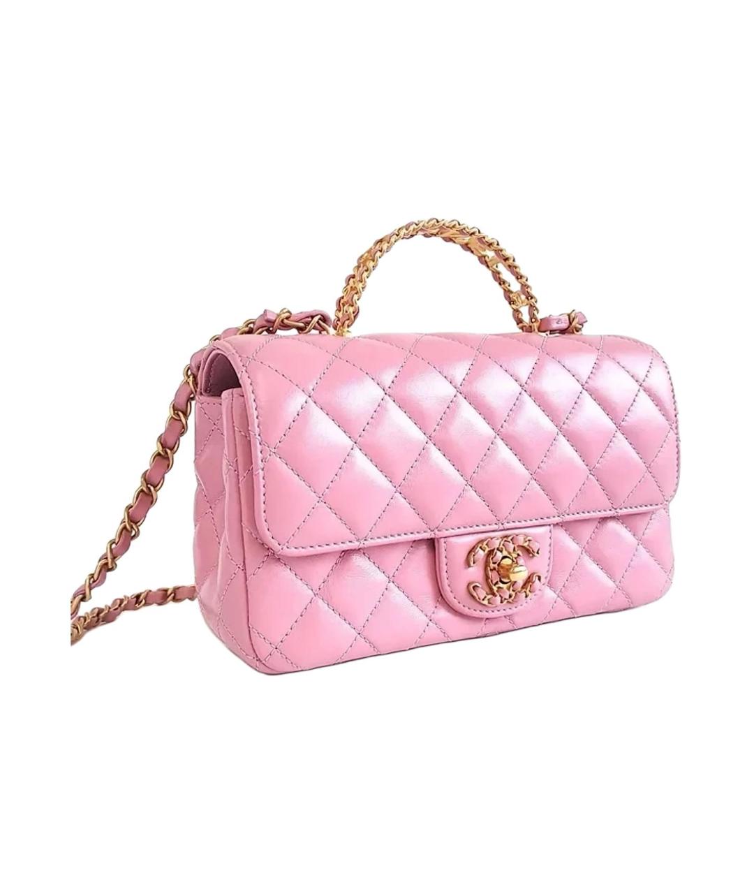 CHANEL Розовая кожаная сумка через плечо, фото 2
