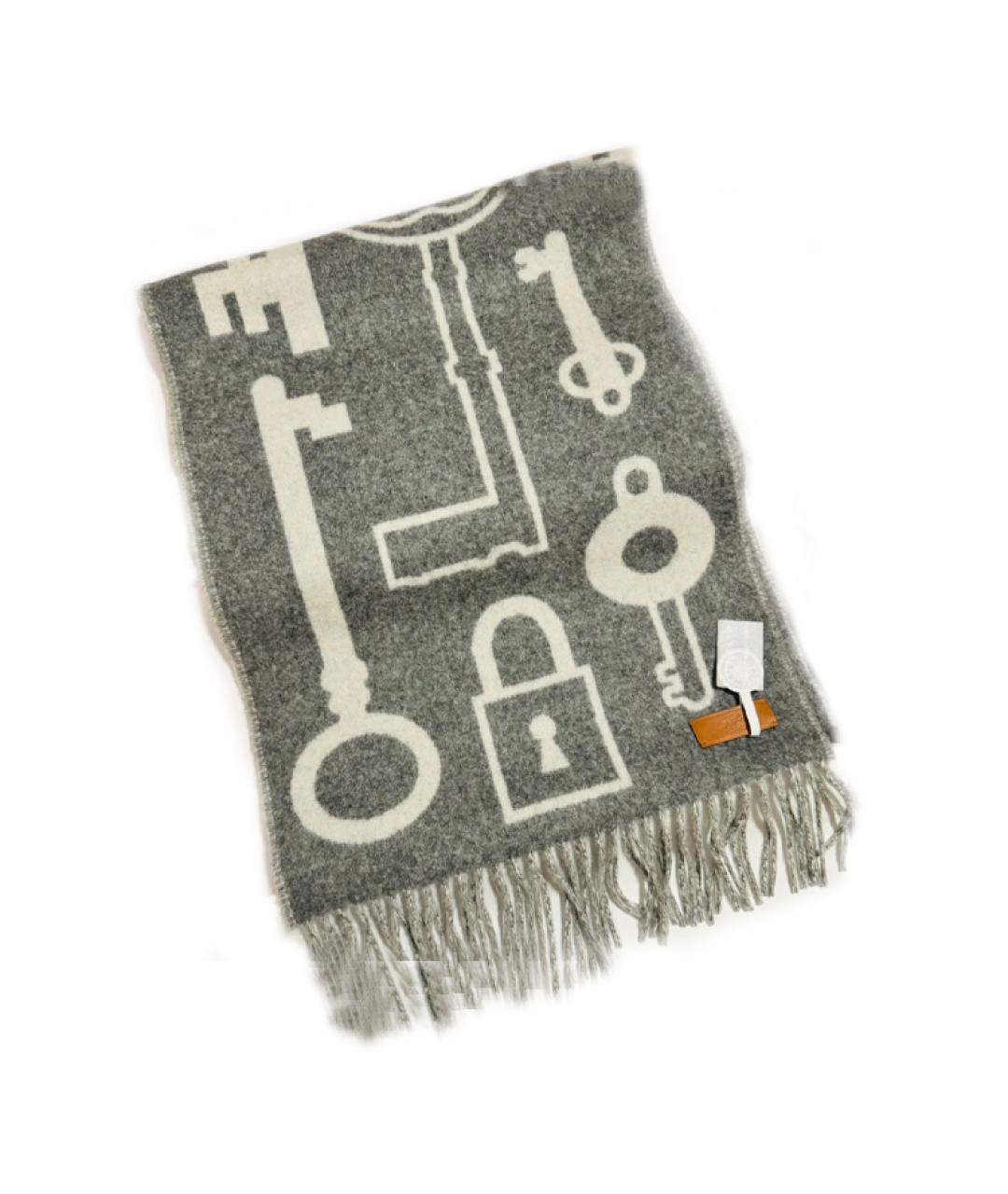 HERMES Серый шарф, фото 1