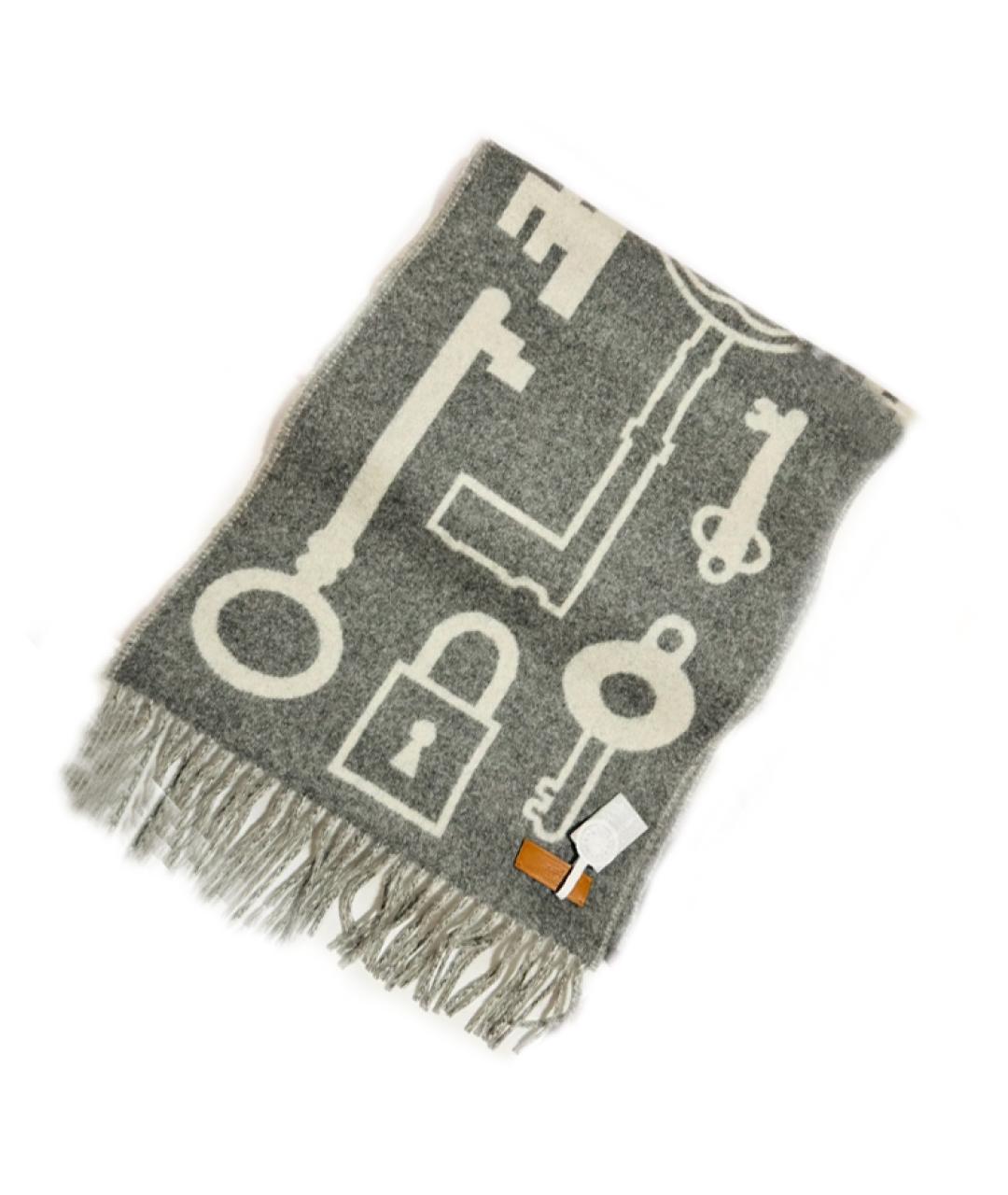 HERMES Серый шарф, фото 2