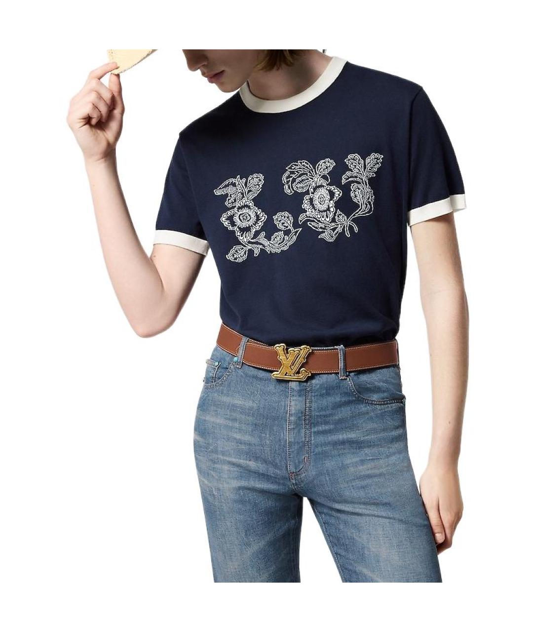 LOUIS VUITTON Синяя хлопковая футболка, фото 3