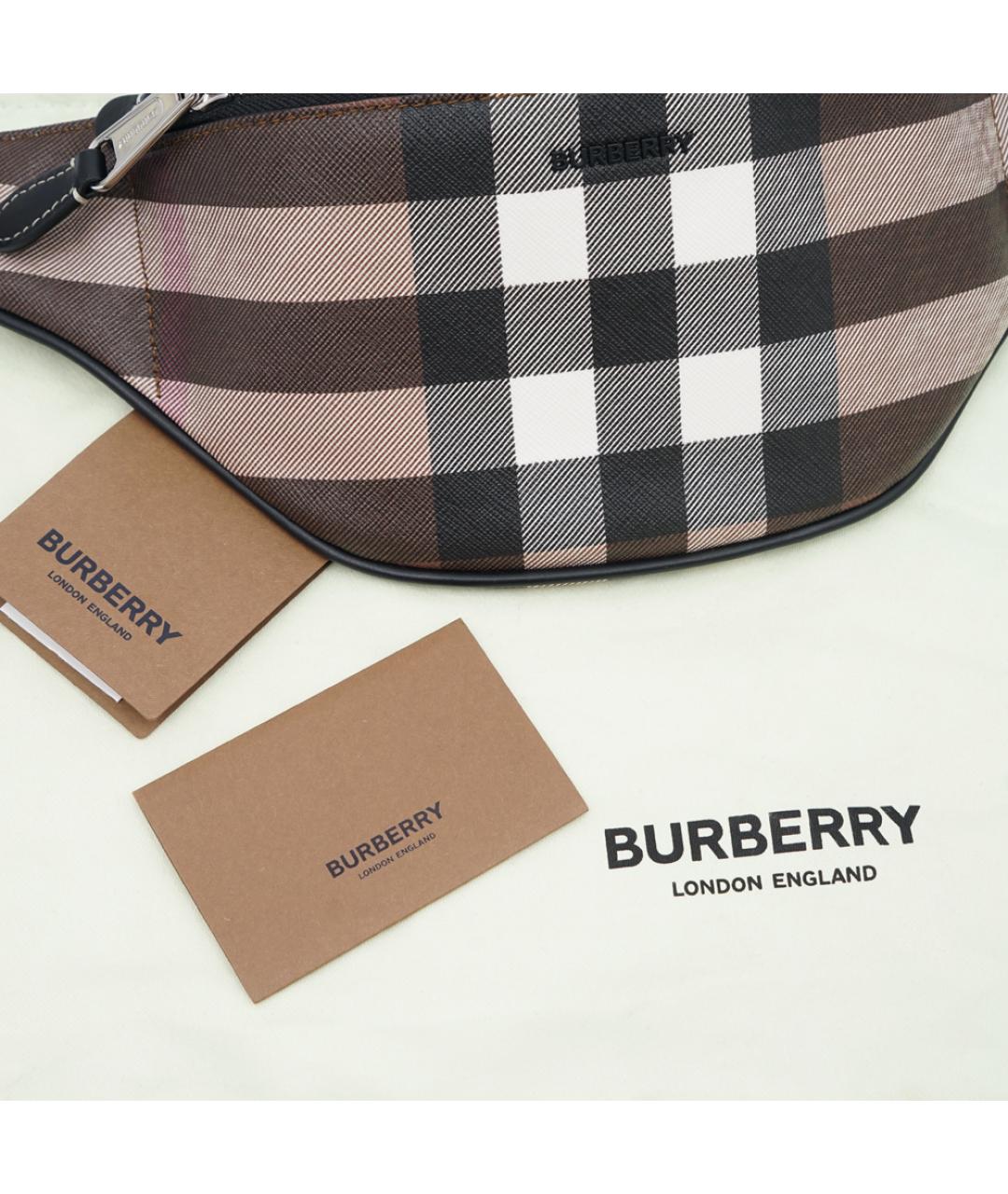 BURBERRY Коричневая кожаная поясная сумка, фото 7