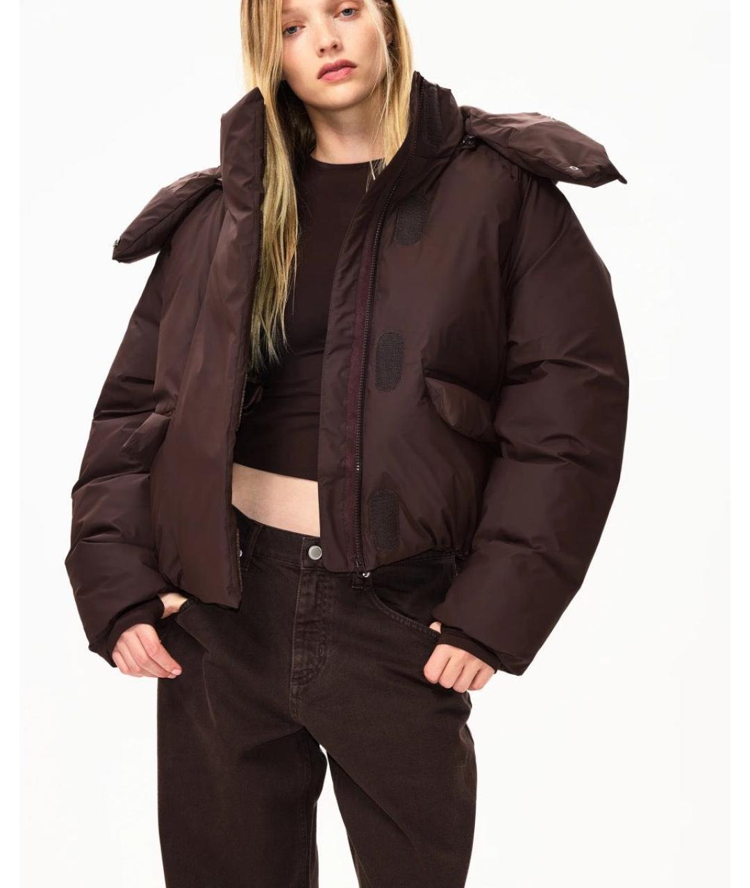 KHY Коричневый полиэстеровый пуховик, фото 4