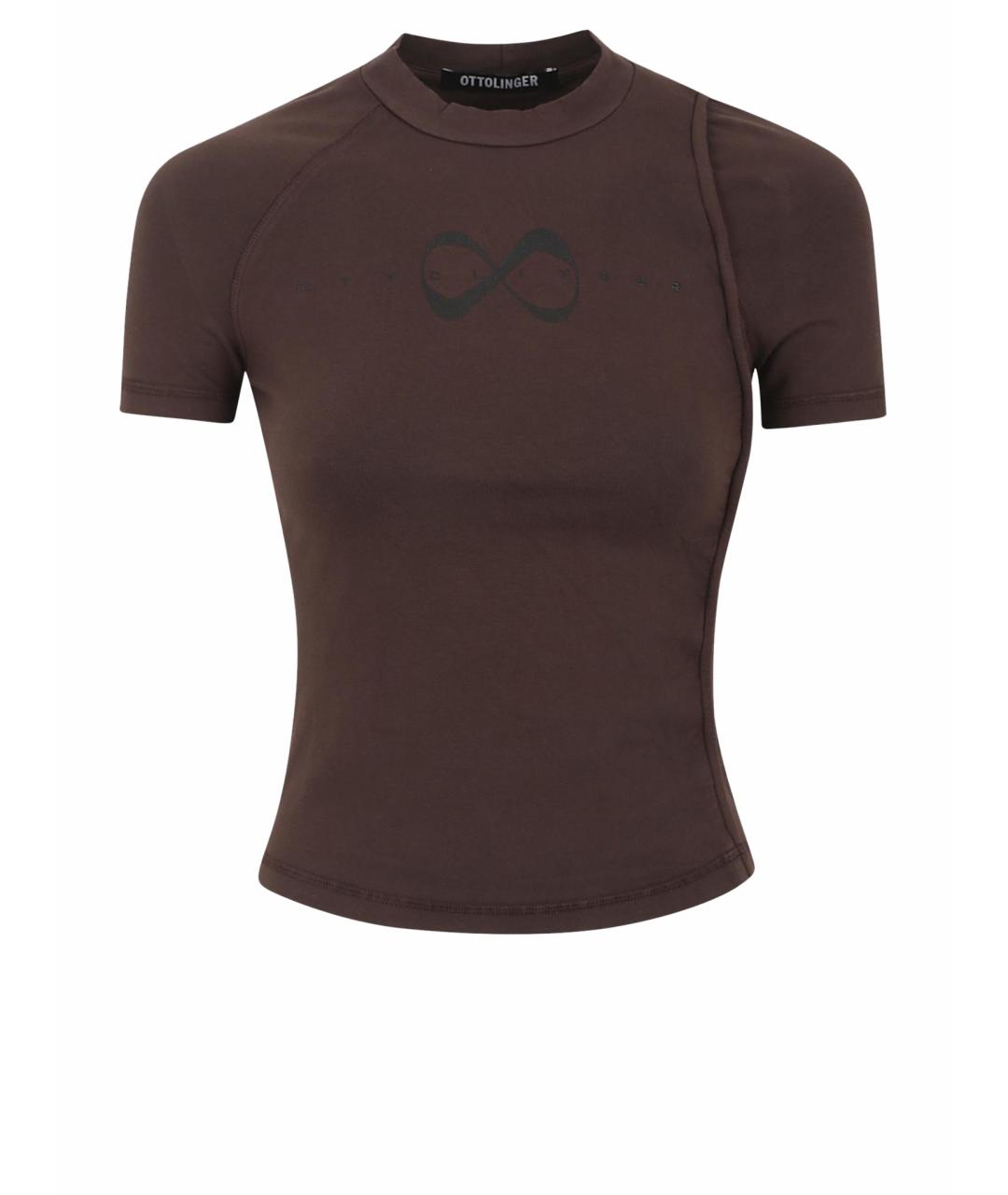 OTTOLINGER Коричневая хлопковая футболка, фото 1