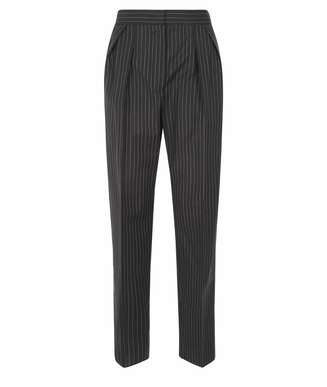 MAX MARA Черные шерстяные прямые брюки, фото 1