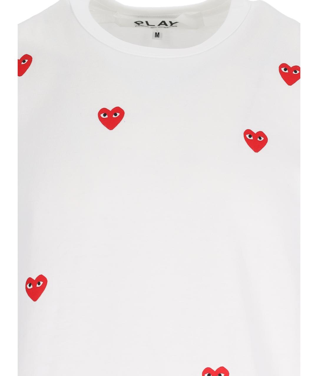 COMME DES GARÇONS PLAY Белая хлопковая футболка, фото 3