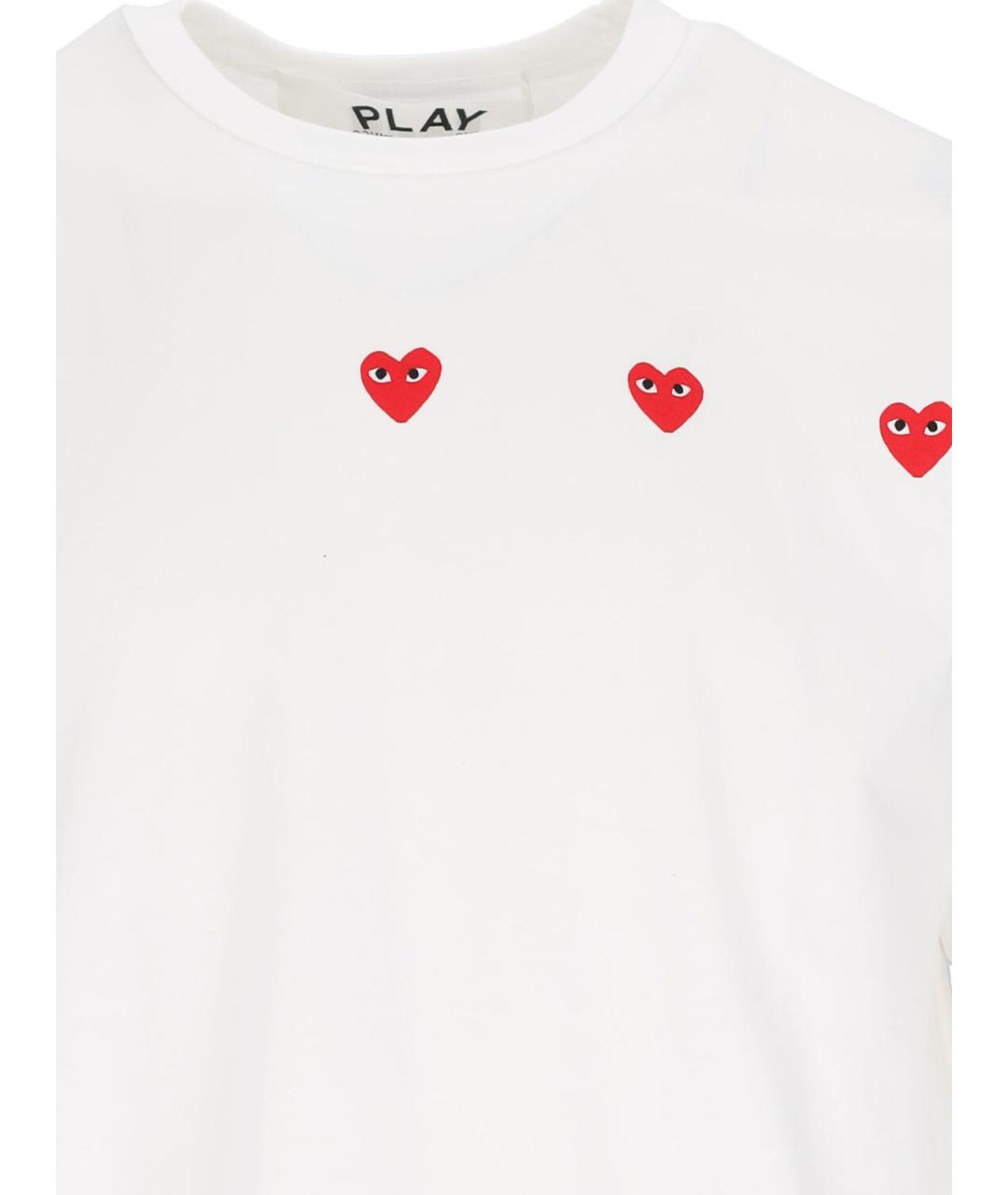 COMME DES GARÇONS PLAY Белая хлопковая футболка, фото 3