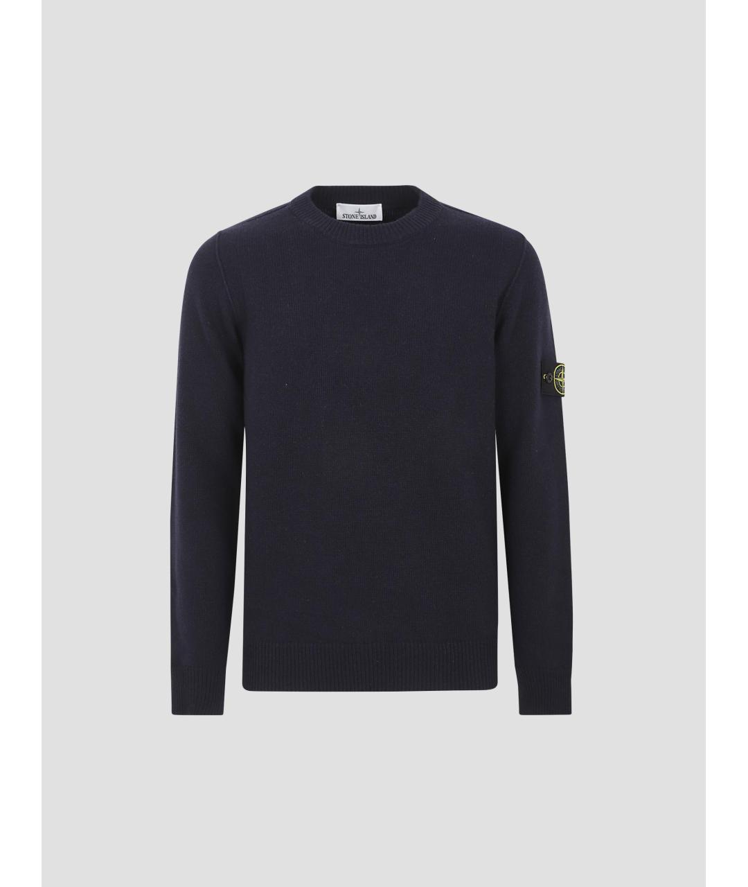 STONE ISLAND Темно-синий шерстяной джемпер / свитер, фото 4