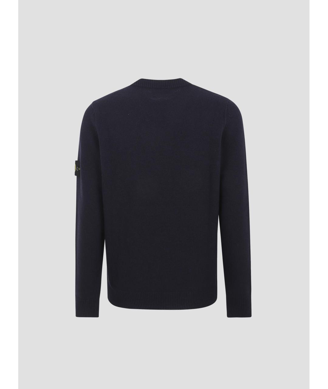 STONE ISLAND Темно-синий шерстяной джемпер / свитер, фото 3