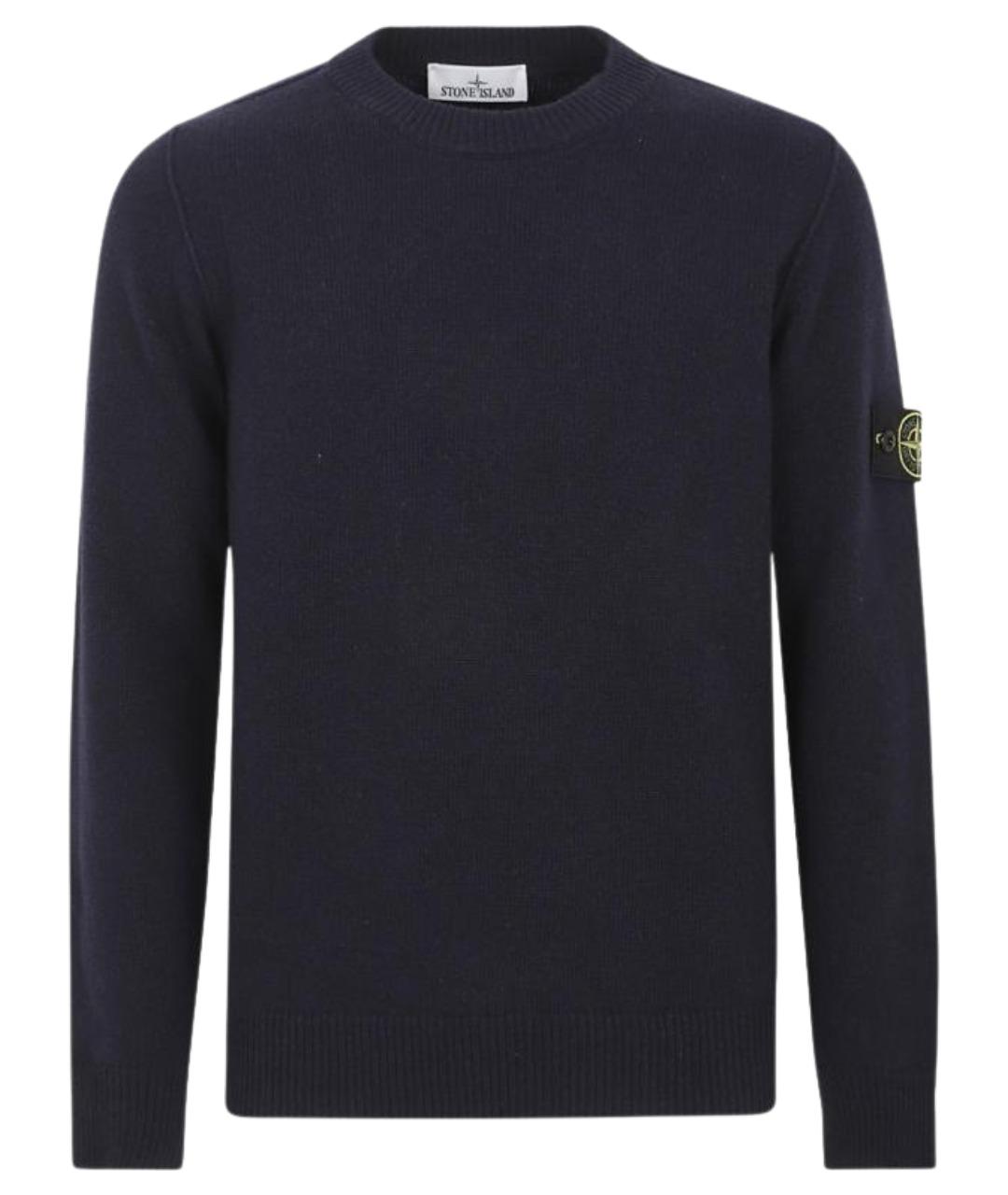 STONE ISLAND Темно-синий шерстяной джемпер / свитер, фото 1