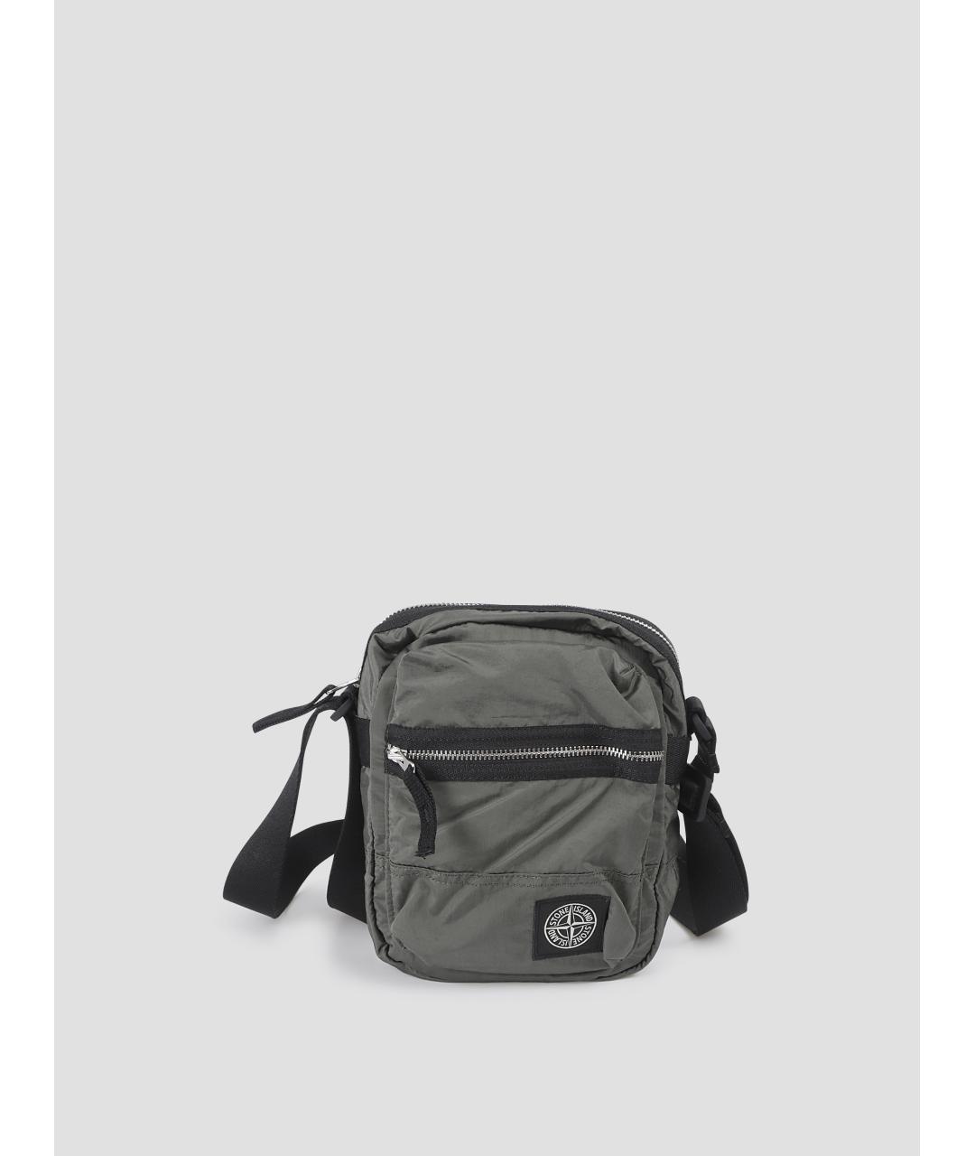 STONE ISLAND Зеленая тканевая сумка на плечо, фото 4