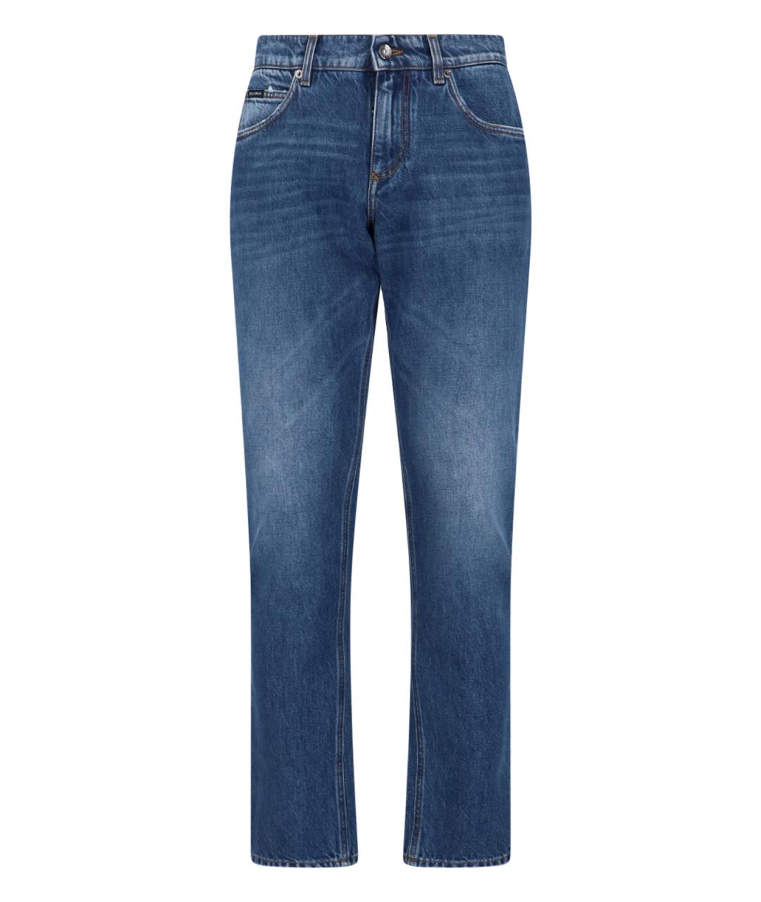 DOLCE&GABBANA Синие хлопковые прямые джинсы, фото 1