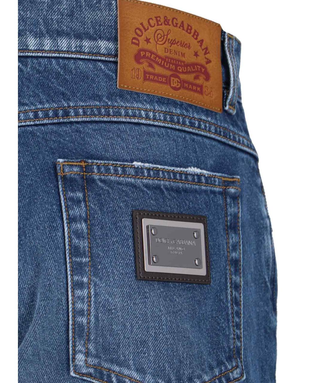 DOLCE&GABBANA Синие хлопковые прямые джинсы, фото 4
