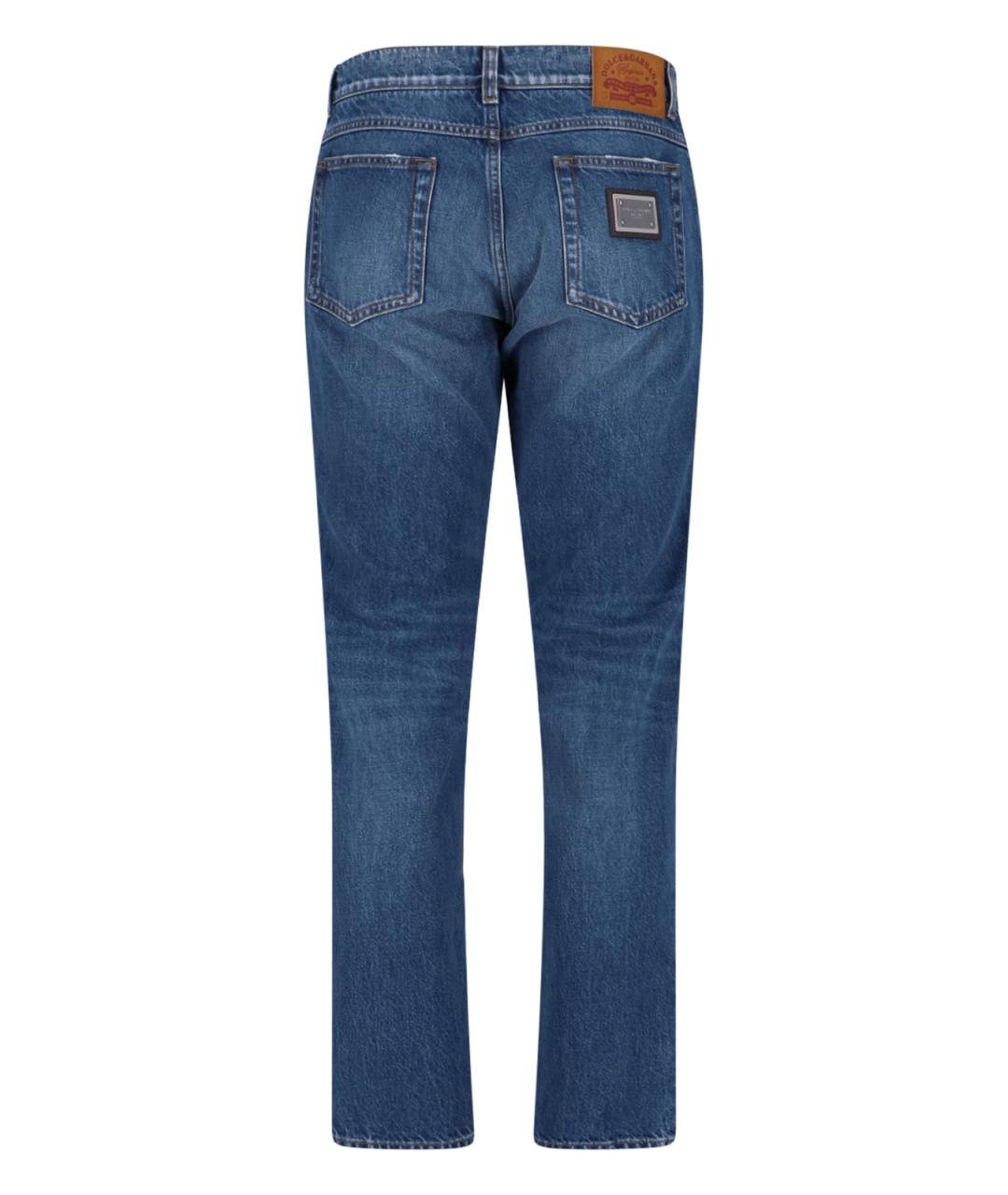 DOLCE&GABBANA Синие хлопковые прямые джинсы, фото 2