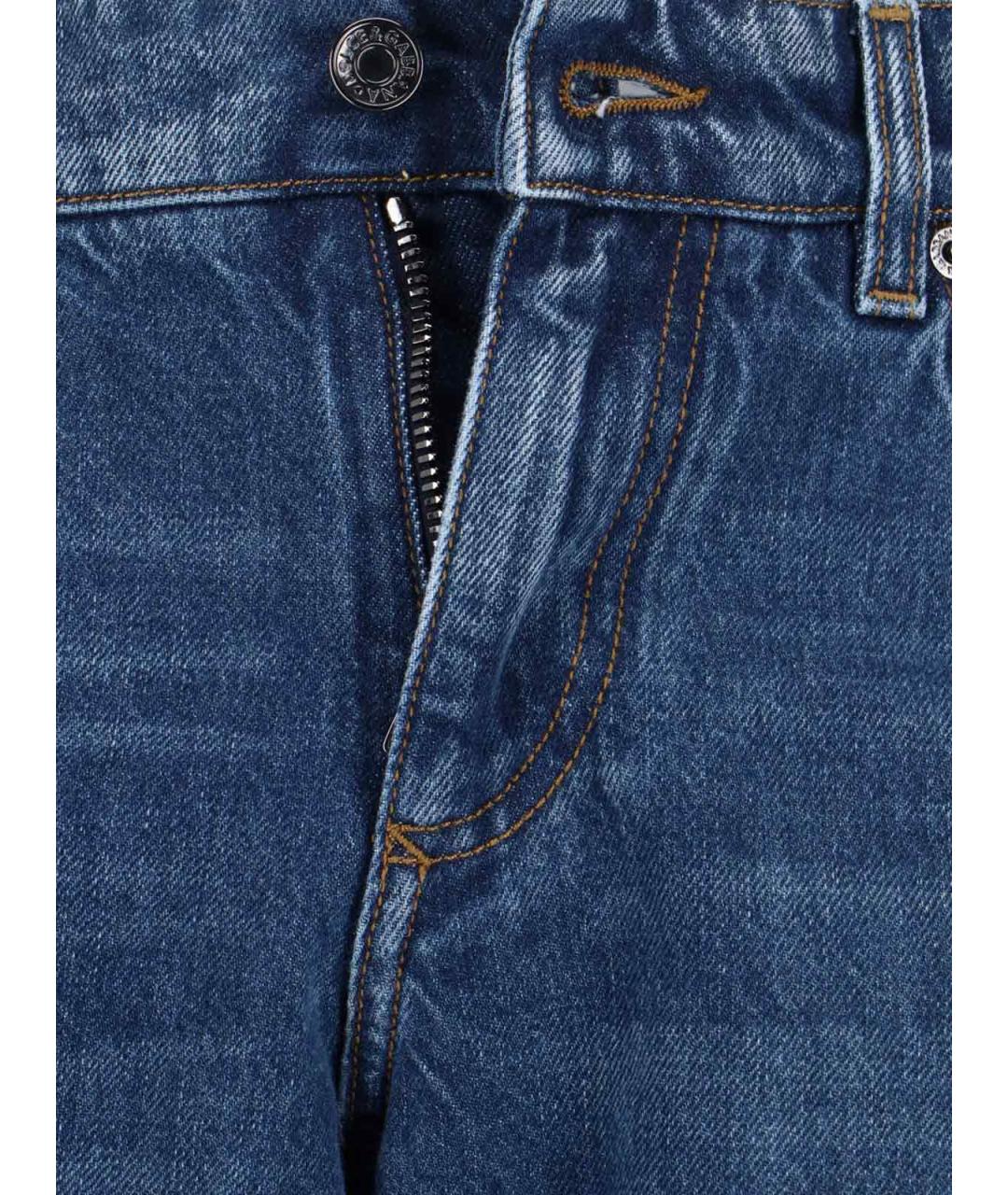 DOLCE&GABBANA Синие хлопковые прямые джинсы, фото 5