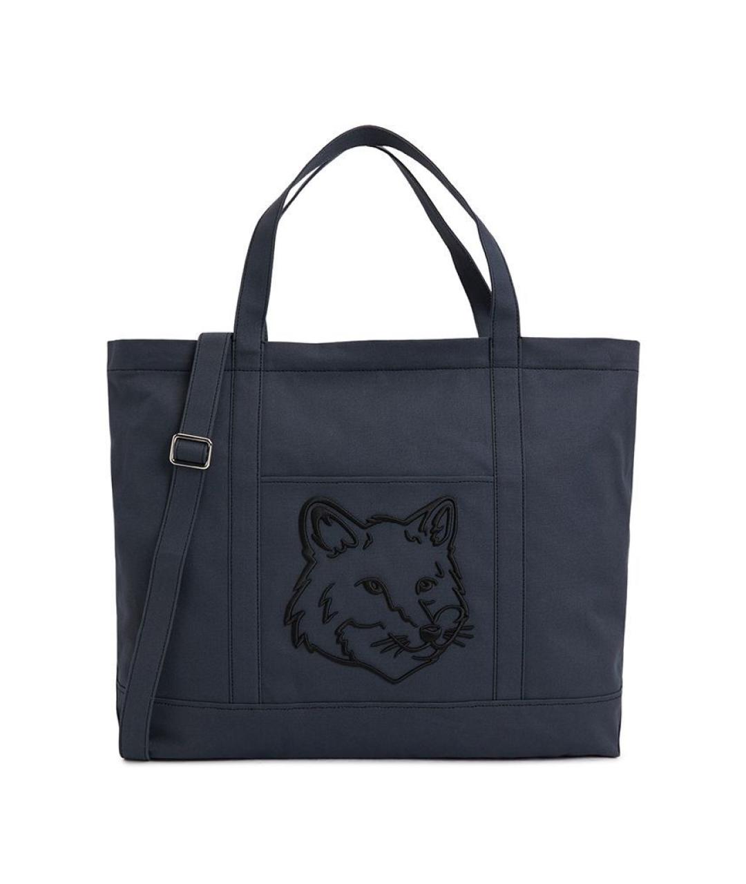 MAISON KITSUNE Синяя тканевая сумка тоут, фото 1