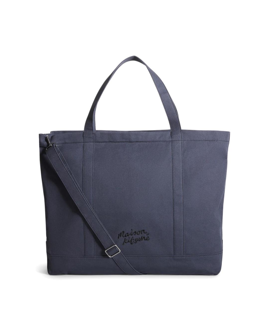 MAISON KITSUNE Синяя тканевая сумка тоут, фото 3