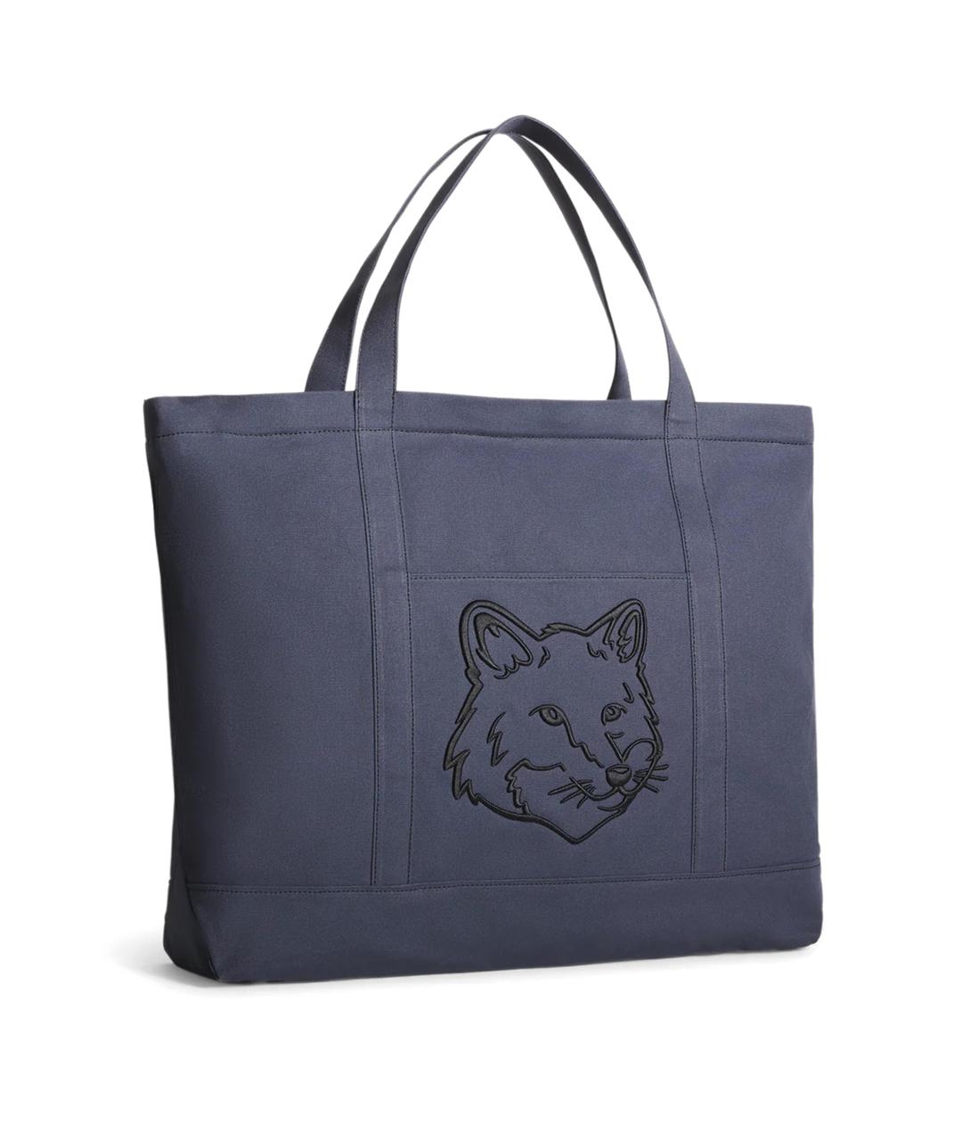 MAISON KITSUNE Синяя тканевая сумка тоут, фото 2