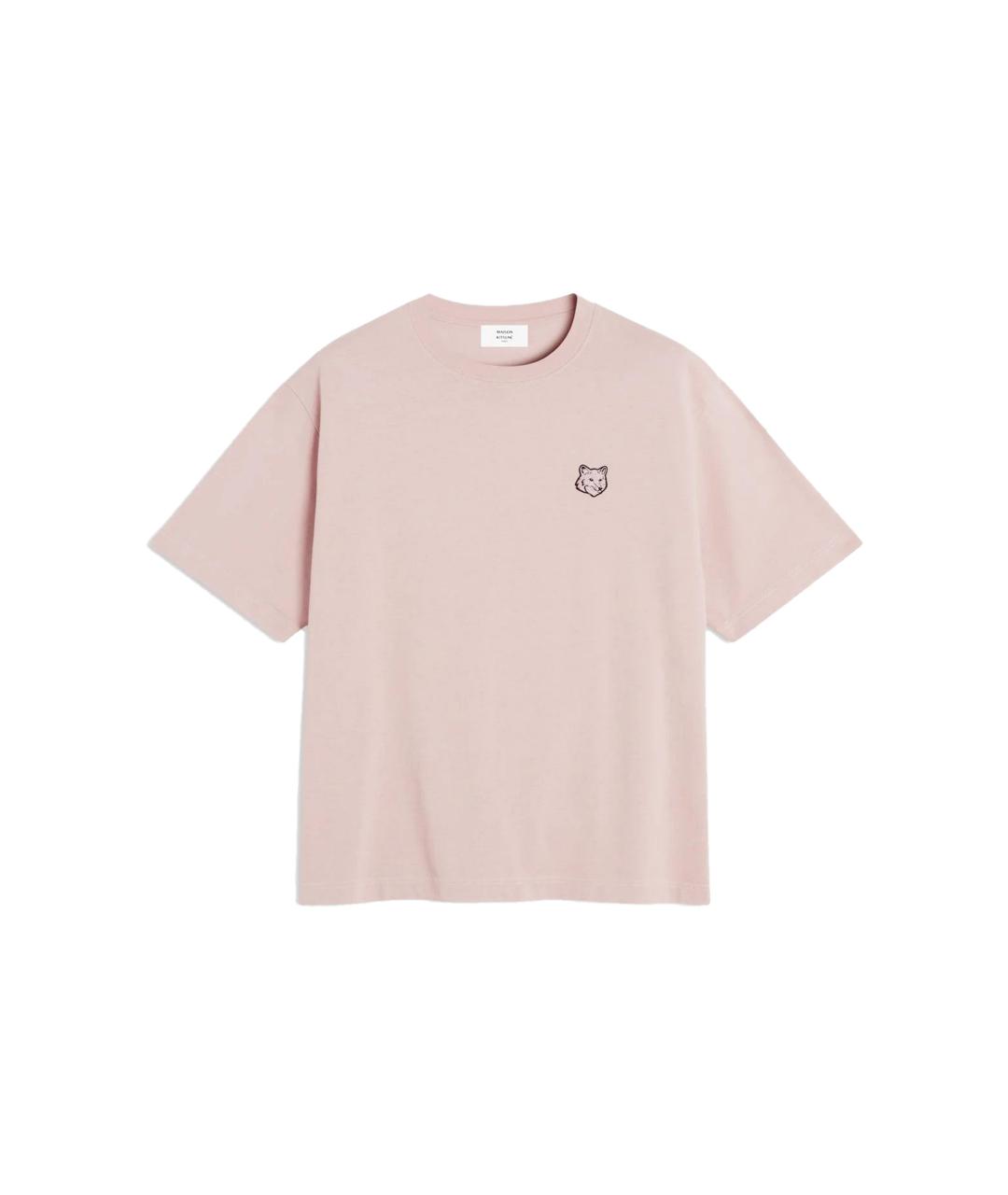 MAISON KITSUNE Розовая хлопковая футболка, фото 1