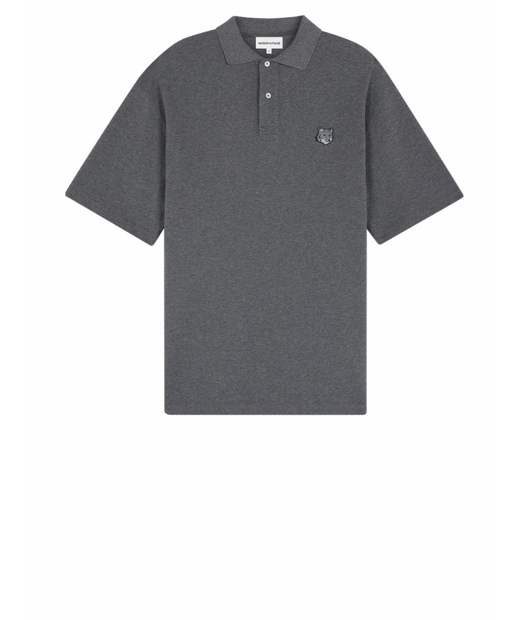 MAISON KITSUNE Серое хлопковое поло с коротким рукавом, фото 1