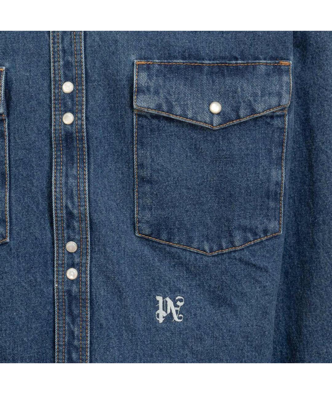 PALM ANGELS Синяя хлопковая кэжуал рубашка, фото 3