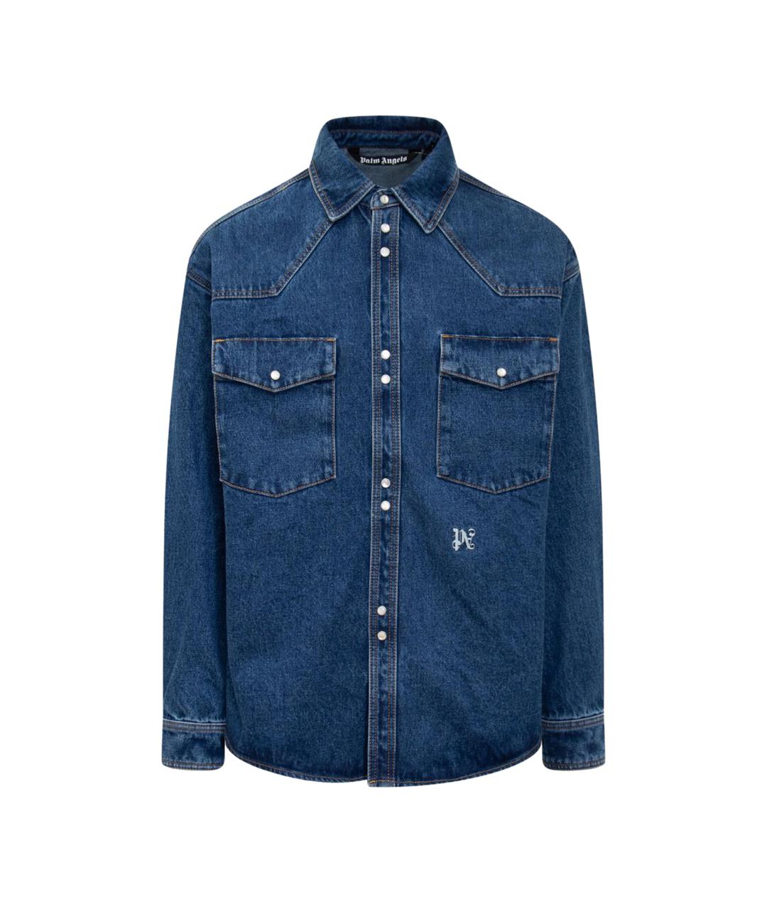PALM ANGELS Синяя хлопковая кэжуал рубашка, фото 1