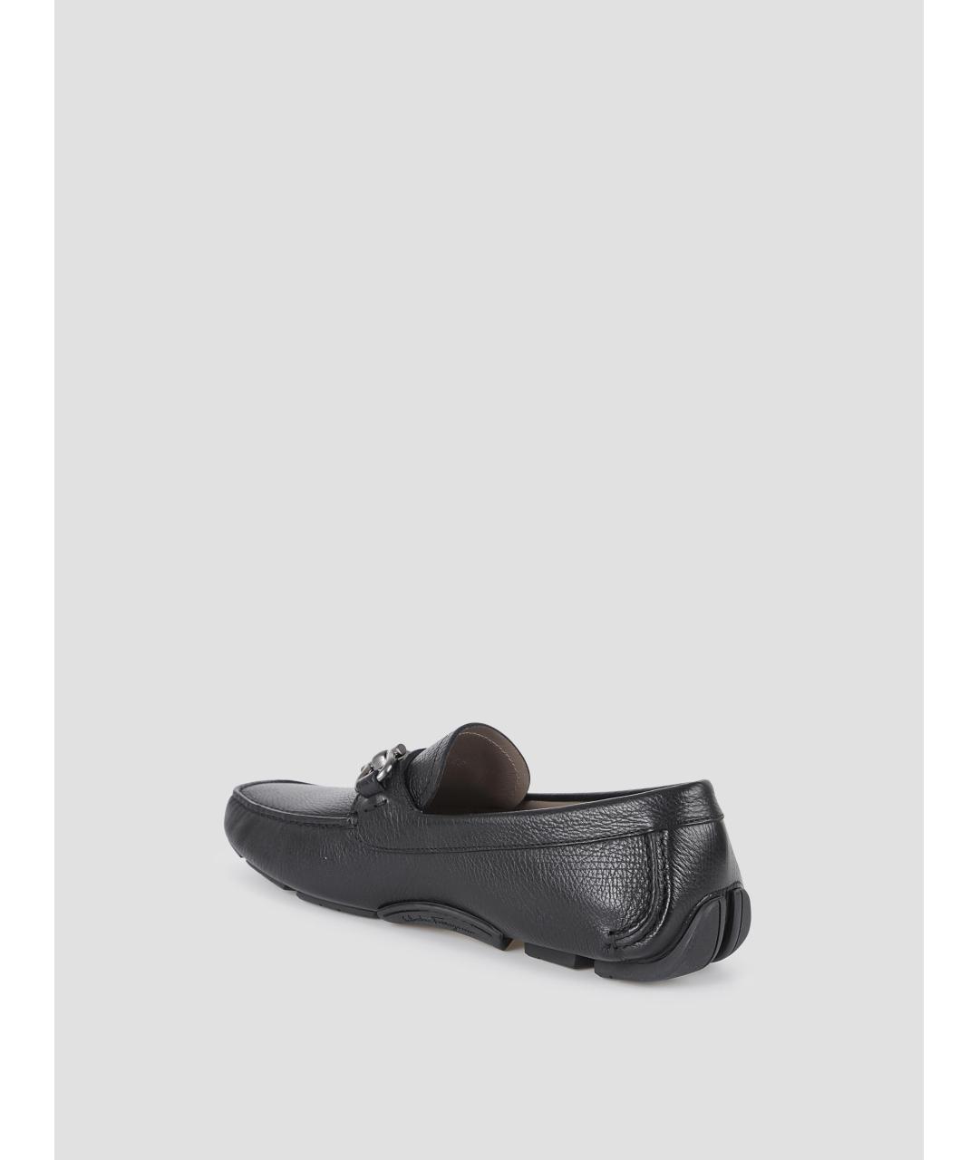 FERRAGAMO Черные кожаные мокасины, фото 2