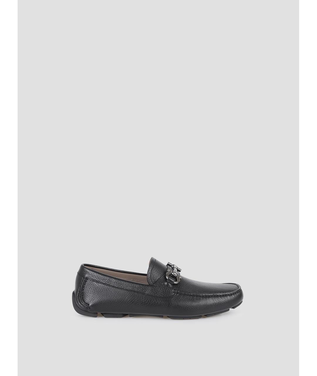 FERRAGAMO Черные кожаные мокасины, фото 4