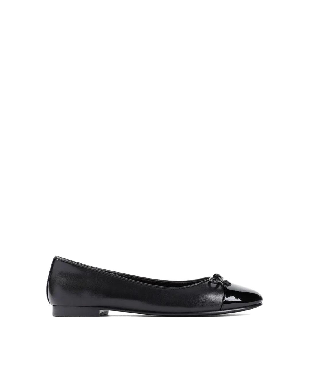 TORY BURCH Черные кожаные балетки, фото 1