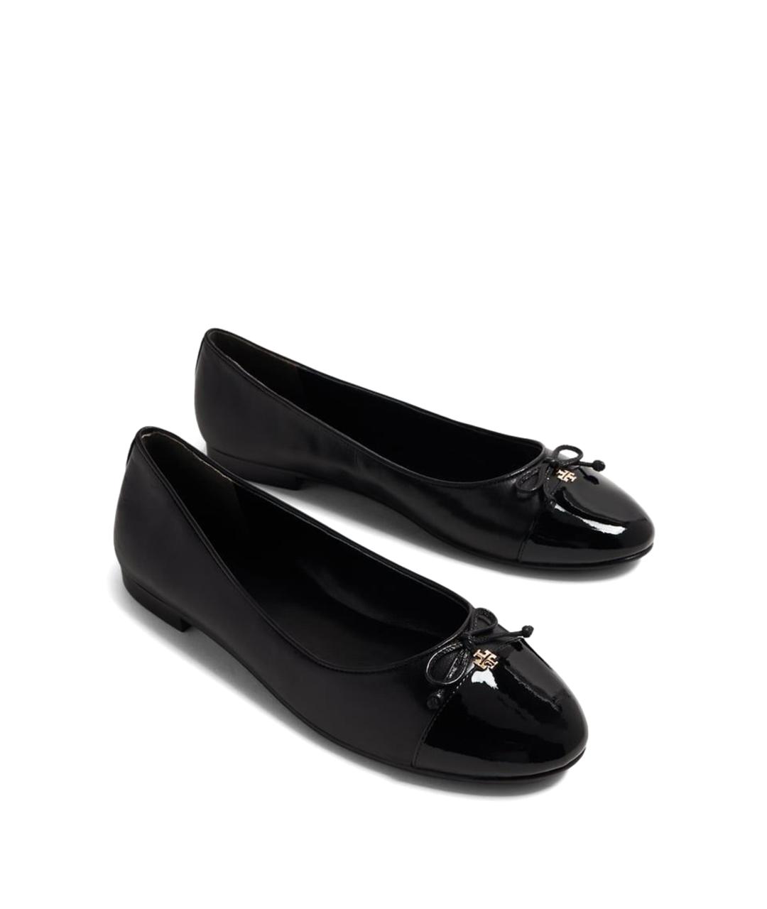 TORY BURCH Черные кожаные балетки, фото 2