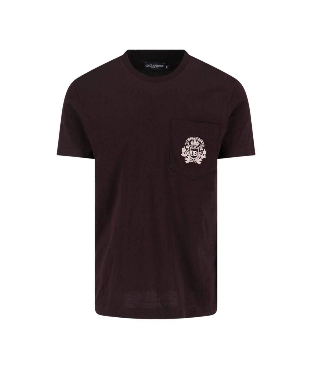 DOLCE&GABBANA Коричневая хлопковая футболка, фото 1