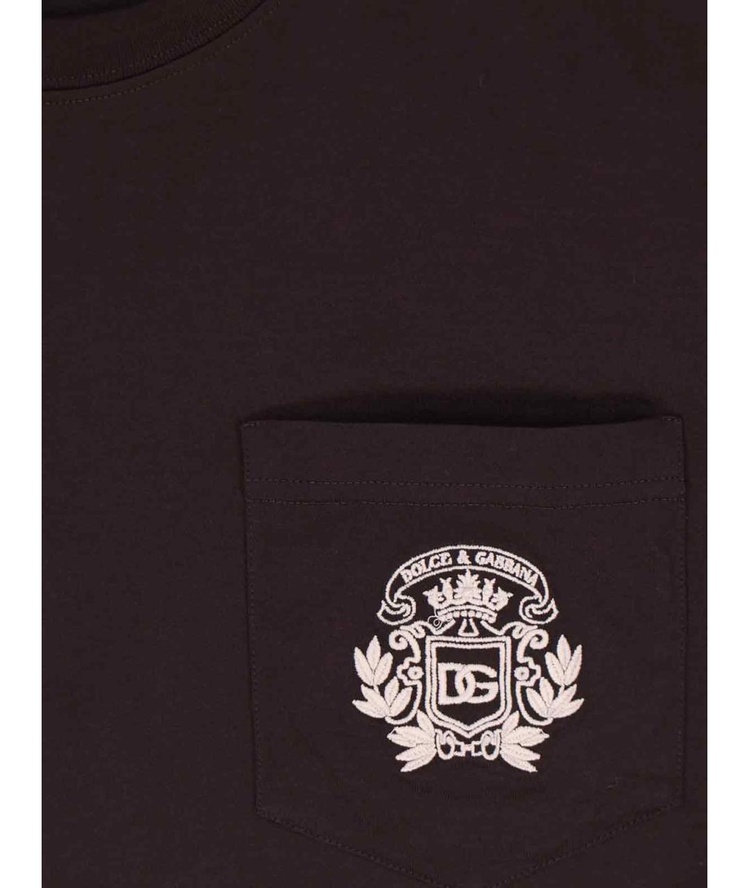 DOLCE&GABBANA Коричневая хлопковая футболка, фото 3