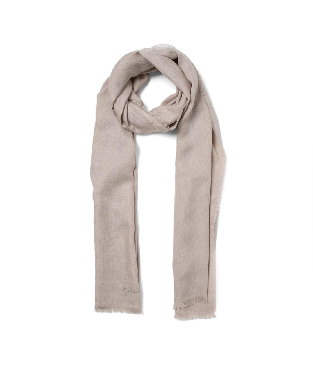 MAX MARA Серый шерстяной шарф, фото 2