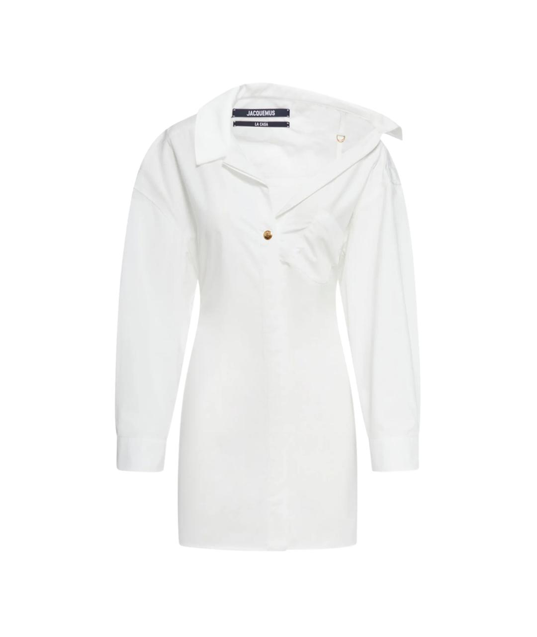 JACQUEMUS Белое хлопковое коктейльное платье, фото 1