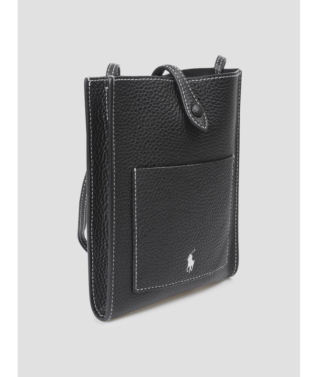 POLO RALPH LAUREN Черная кожаная сумка через плечо, фото 3