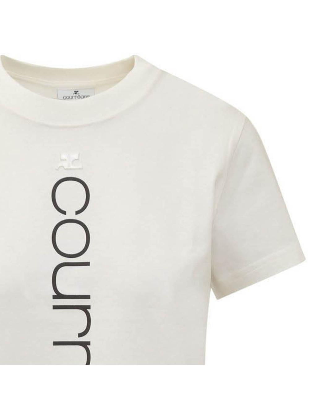 COURREGES Белая хлопковая футболка, фото 3