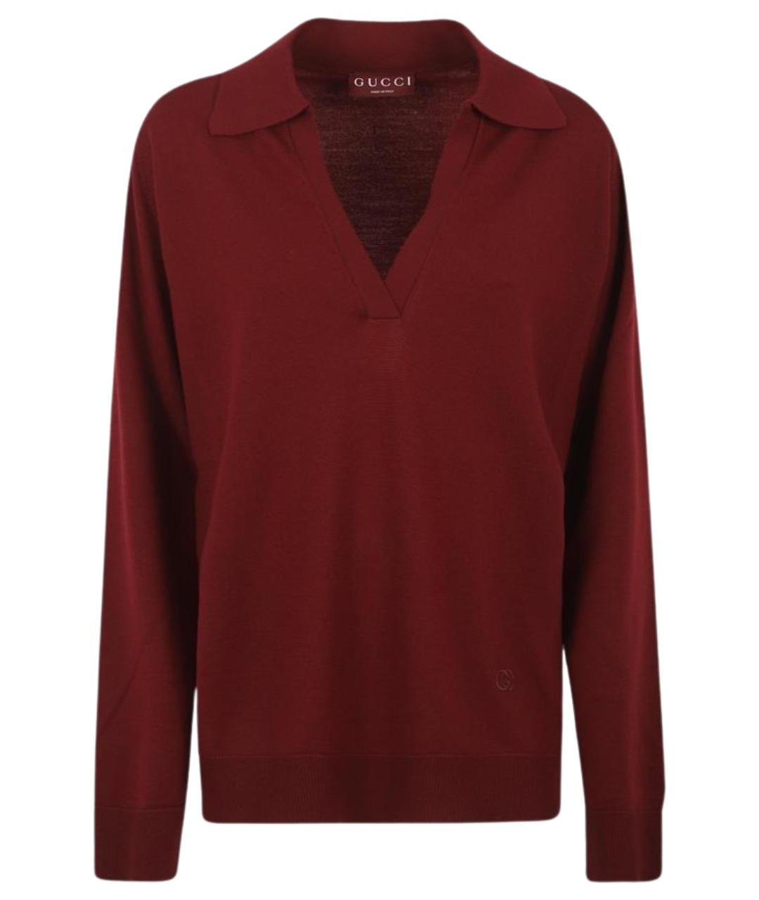 GUCCI Бордовый шерстяной джемпер / свитер, фото 1