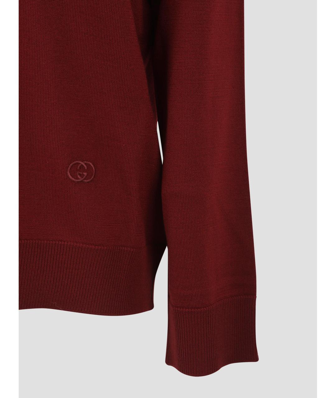 GUCCI Бордовый шерстяной джемпер / свитер, фото 3