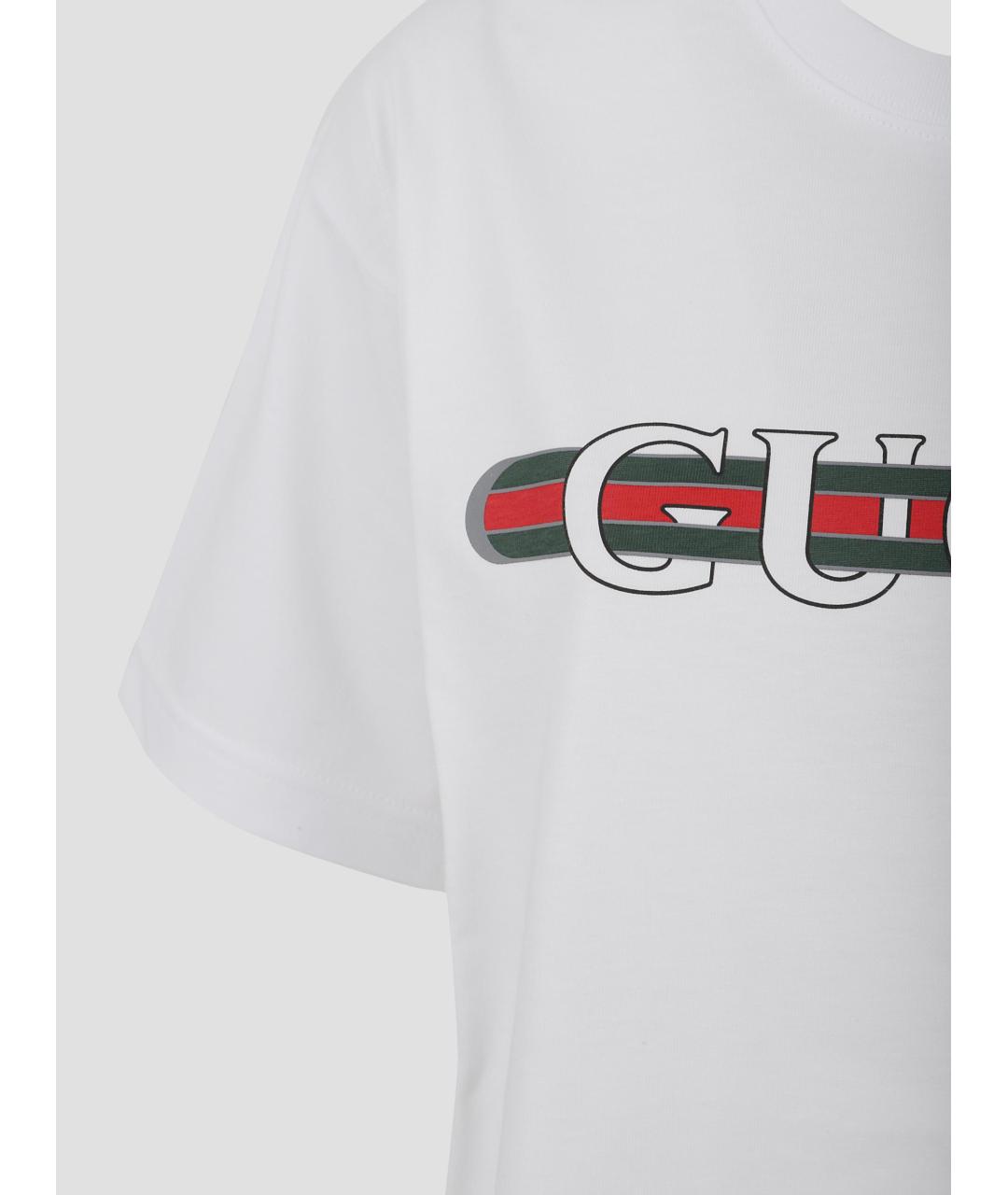 GUCCI Белая хлопковая футболка, фото 3