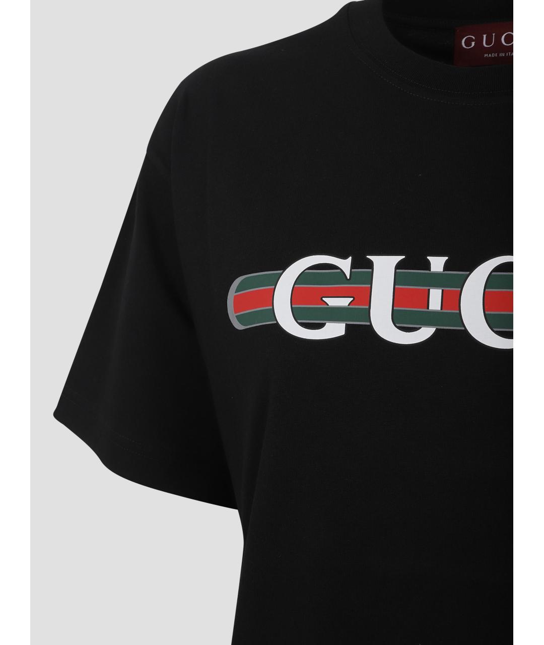 GUCCI Черная хлопковая футболка, фото 3