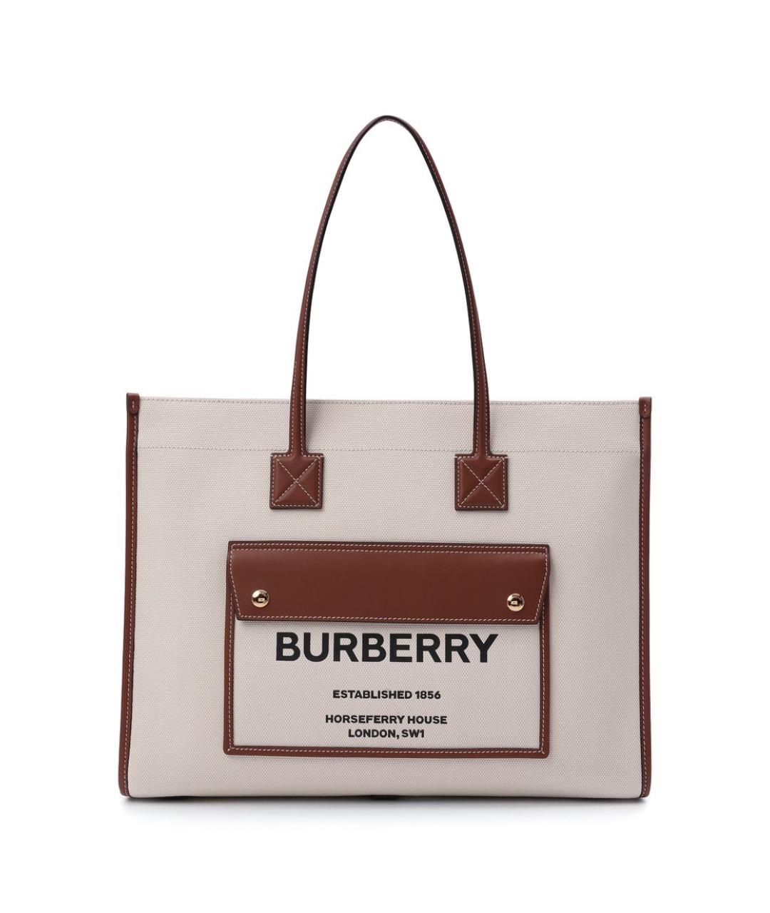 BURBERRY Бежевая тканевая сумка тоут, фото 1
