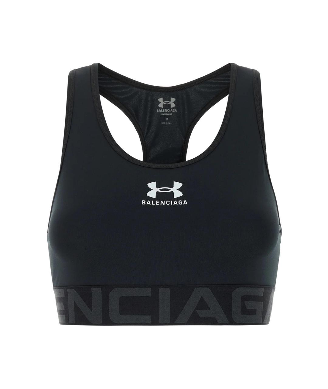 BALENCIAGA Черная полиэстеровая майка, фото 1